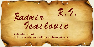 Radmir Isailović vizit kartica